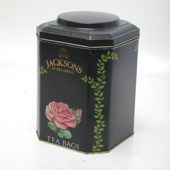 Vintage Jacksons of Piccadilly Early Grey Tea Tin Shabby Chic Rose Metal Decor - Picture 2 of 8